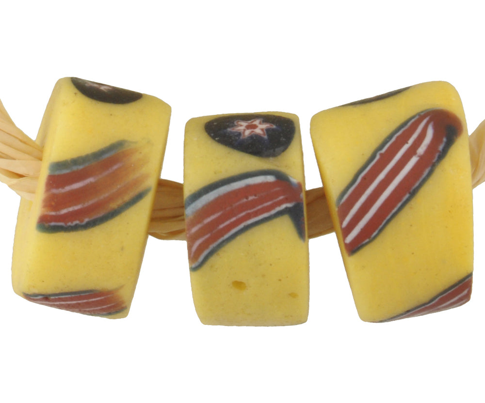 Rare Old Venetian Millefiori Mosaic Glass African Trade Beads - close-up