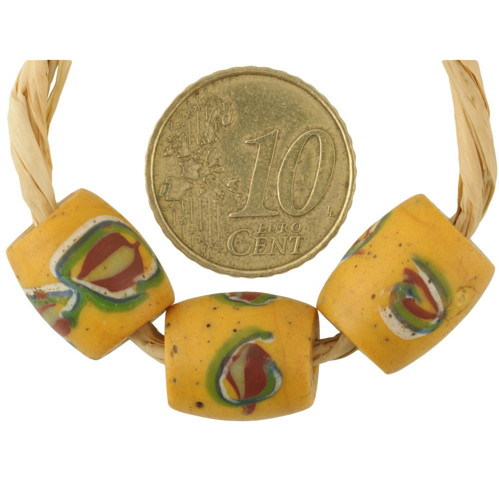 Rare Antique Venetian Lampwork "Eye" Glass Trade Beads With Trail Decoration