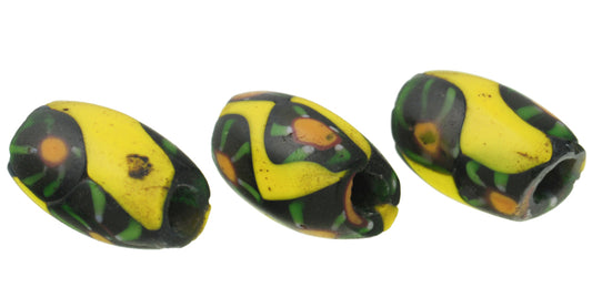 Antique Oval Venetian Millefiori Mosaic Glass Trade Beads, 15Mm - alternate view