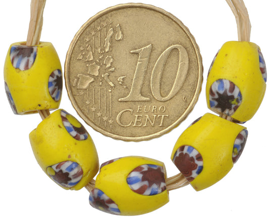 Antique Venetian Oval Millefiori Mosaic Glass Trade Beads - African Trade - alternate view