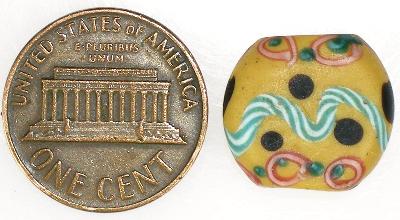 Rare Tabular Fancy Venetian Wound Glass Trade Bead - African Trade Beads - alternate view