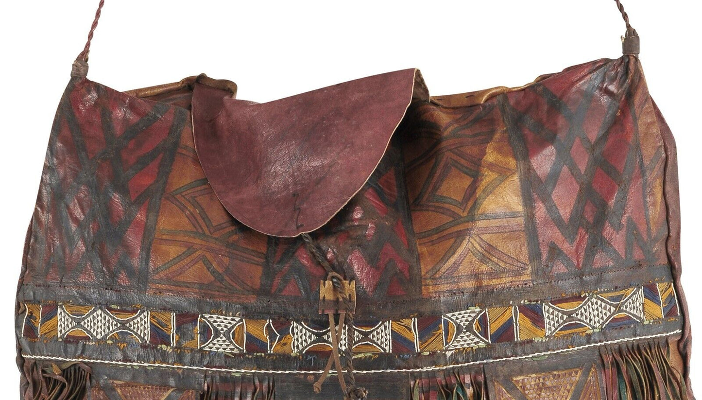 Tuareg leather camel bag Niger Peul Fula African Sahara - Tribalgh
