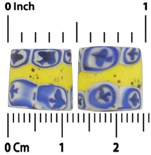 Rare Antique Ace Of Spades Banded Venetian Mosaic Glass Trade Beads - alternate view