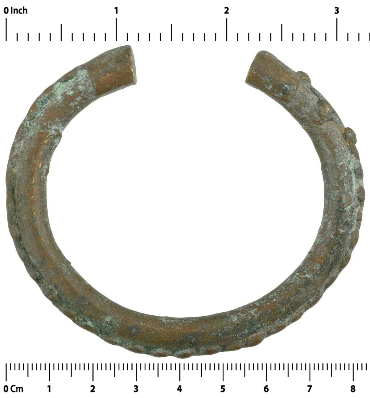 African Old Brass Bronze Bracelet Currency Akan Fulani Ghana / Burkina Faso - angled shot