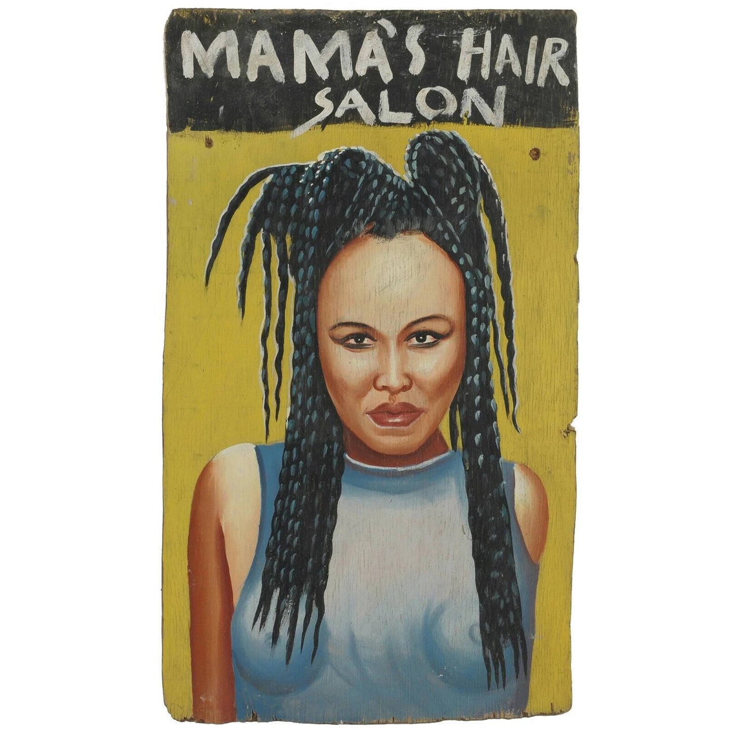 AfriHand-Painted Ghana Barber Sign – Mama’s Hair Salon Artca