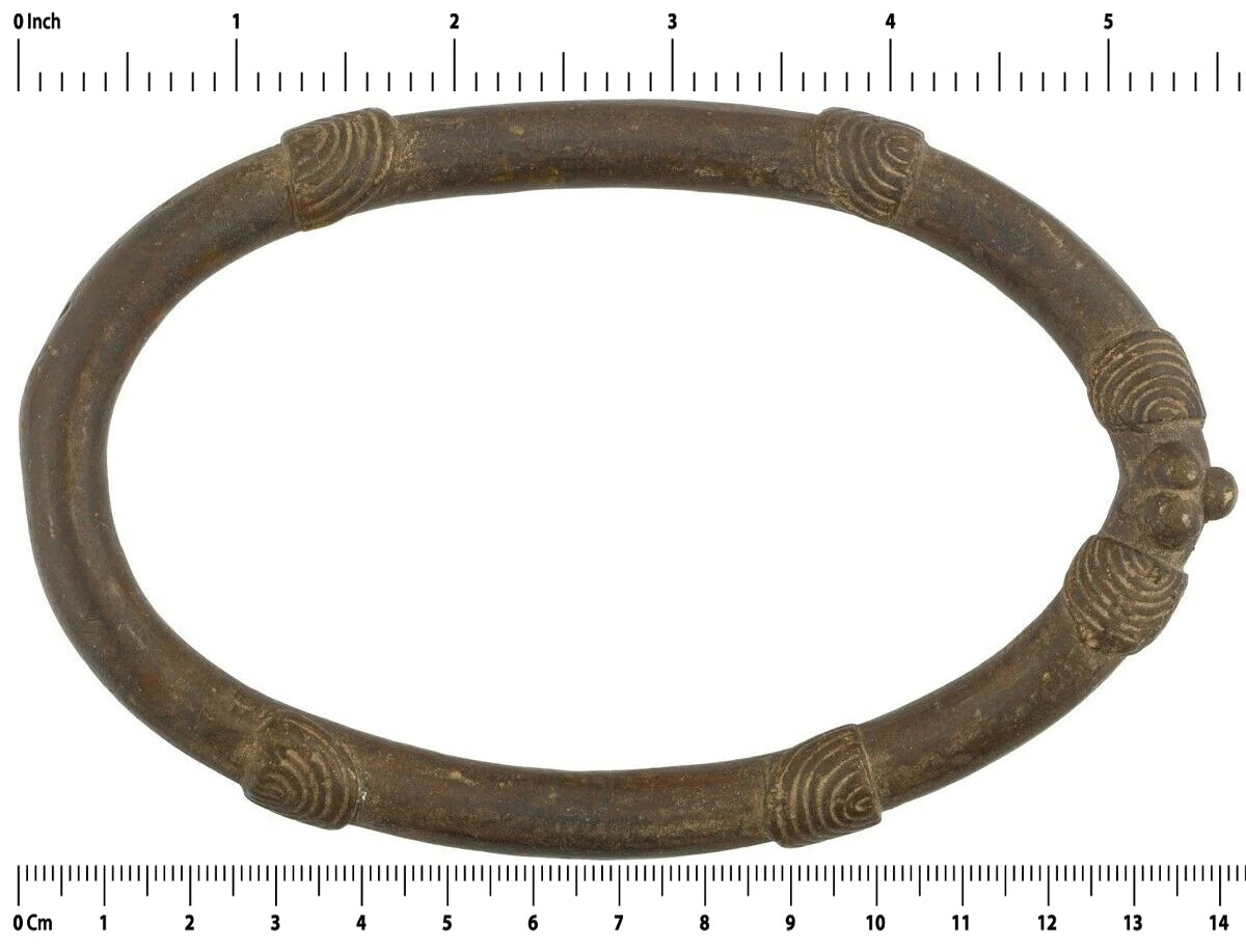 Antique Brass Anklet Currency African Lobi Burkina Faso Bronze Ethnic Art - product focus