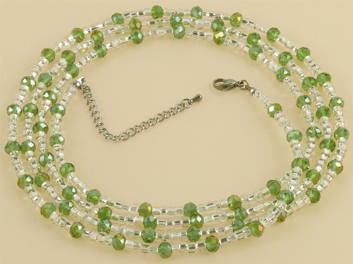 Extension Chain Green & Clear African Waist Beads – Handmade Body Jewelry