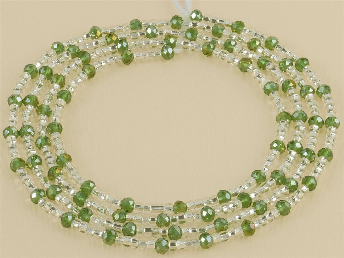Tie on Green & Clear African Waist Beads – Handmade Body Jewelry