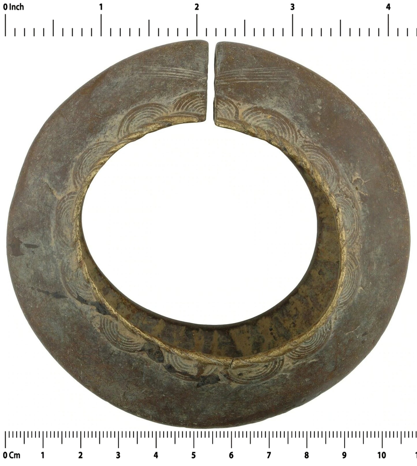 Old Brass Bronze African Bracelet Currency Fulani Ghana / Burkina Faso - product focus