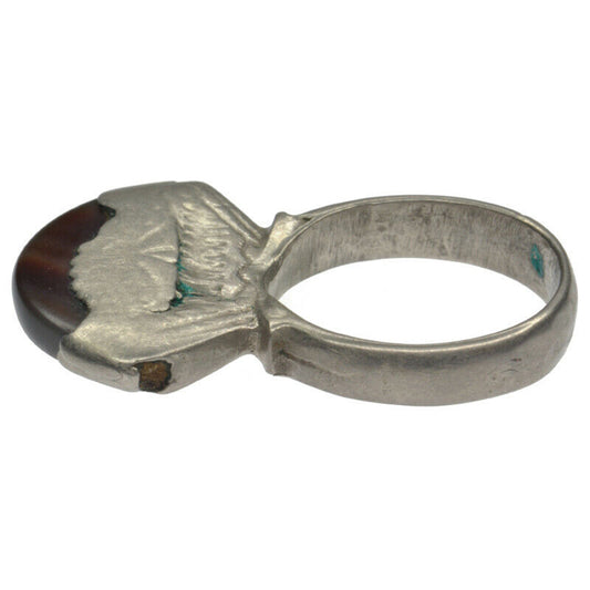 Authentic Tuareg Silver Ring with Agate – TribalGH