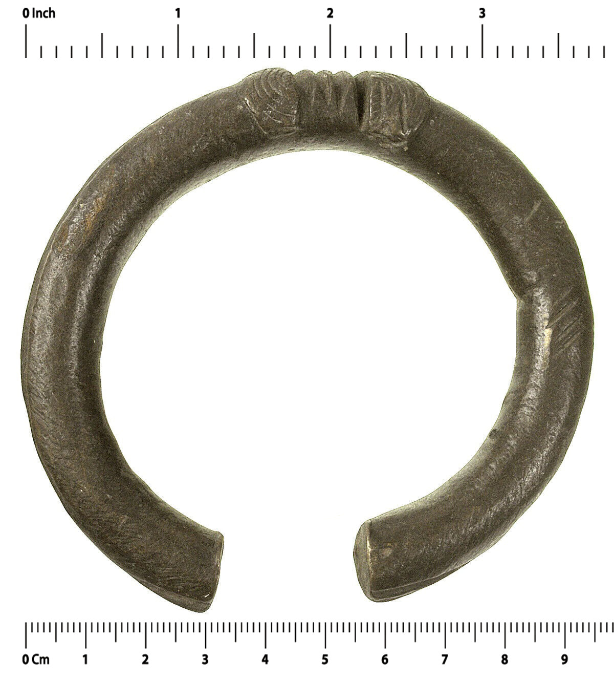 Antique African Brass Bronze Bracelet Currency Akan Fulani Ghana West Africa Art - angled shot