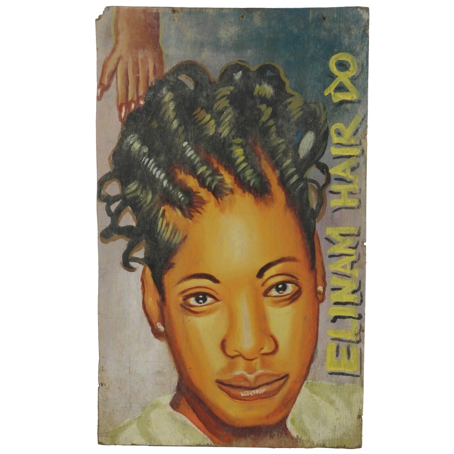 Hand-Painted Ghana Barber Sign – Elinam Hair Do Beauty Salon Art