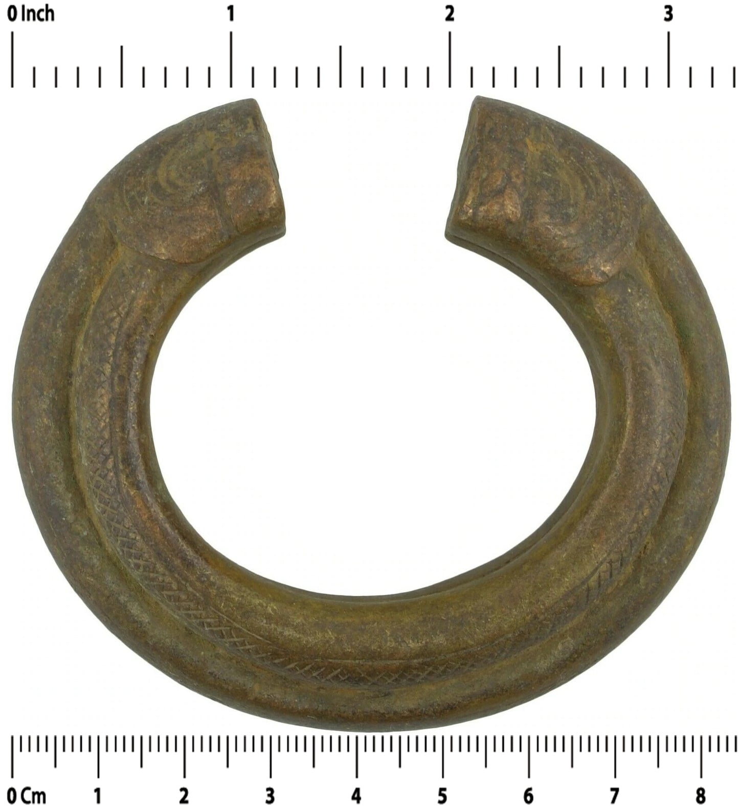 Antique Brass Bracelet African Currency Fulani Ghana Burkina Faso - product focus