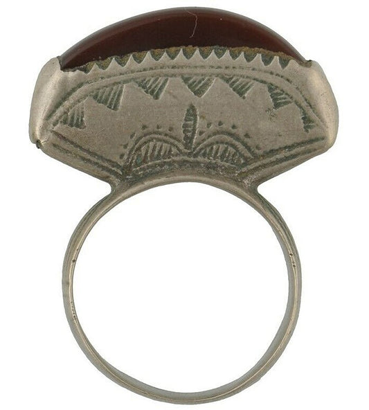 Authentic Tuareg Silver Ring with Agate – TribalGH