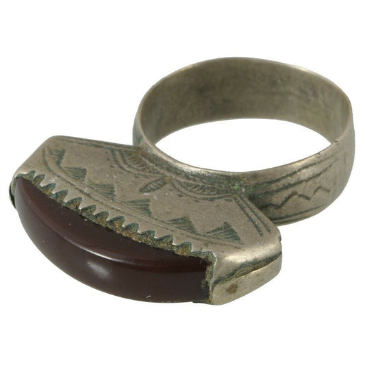 Authentic Tuareg Silver Ring with Agate – TribalGH