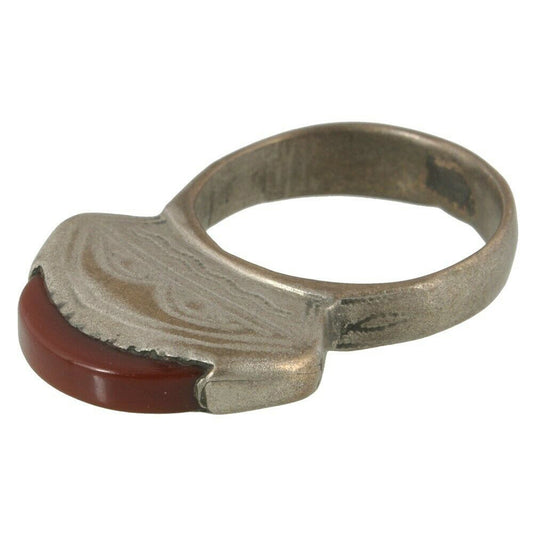 Vintage Tuareg Silver Ring with Agate – Sahara Nomad Jewelry