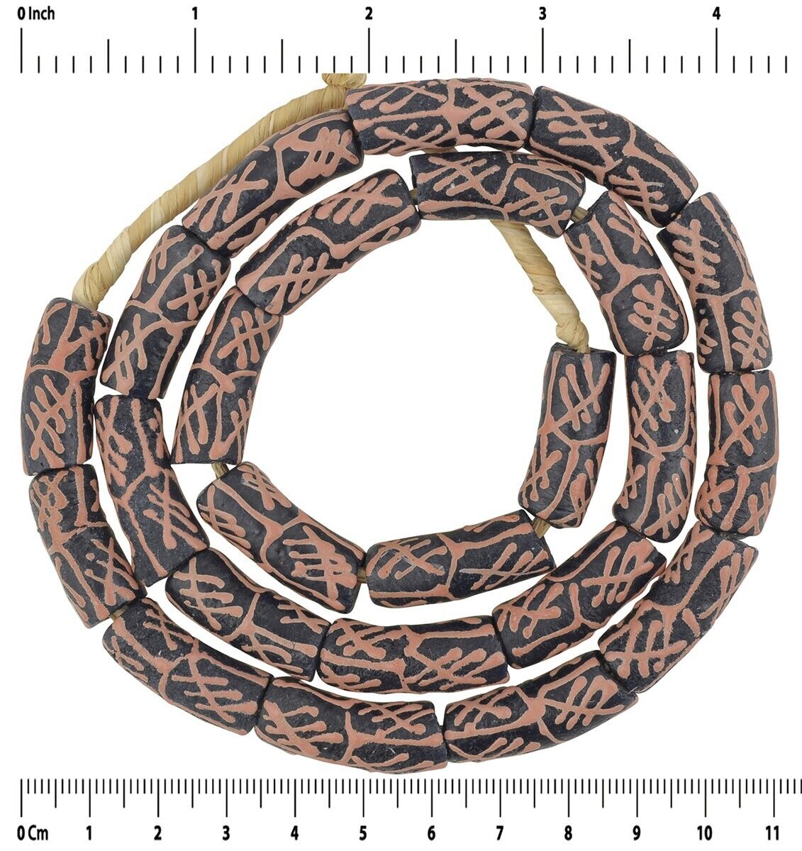 Handmade African Trade Beads: 10-11Mm Krobo Recycled Glass Beads - zoomed-in detail