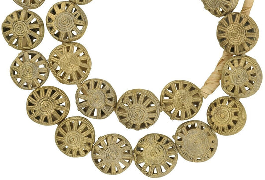 Handcrafted African Tabular Brass Beads From Ghana - alternate view