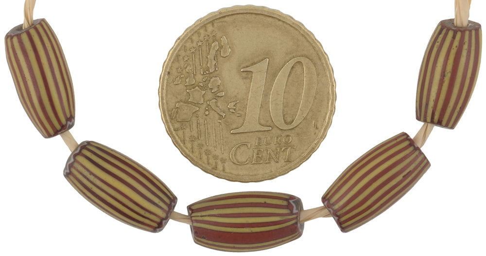 Striped Brick Chevron Beads | Rare 4 Layer Antique Venetian Set - angled shot