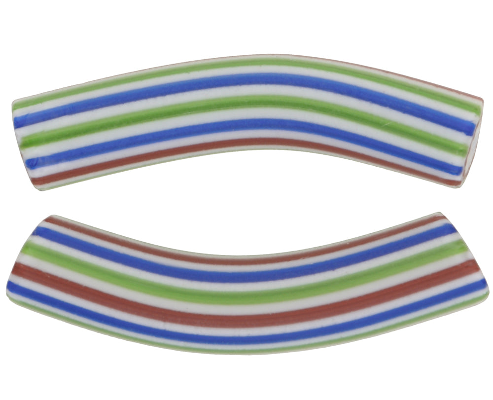 Rare Venetian Elbow Chevron Beads - 4 Layer 29Mm Antique Pair - close-up