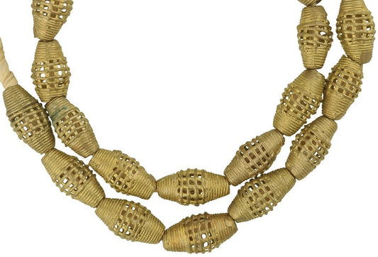 Handcrafted Ashanti Brass Beads From Ghana, 21" Strand - alternate view