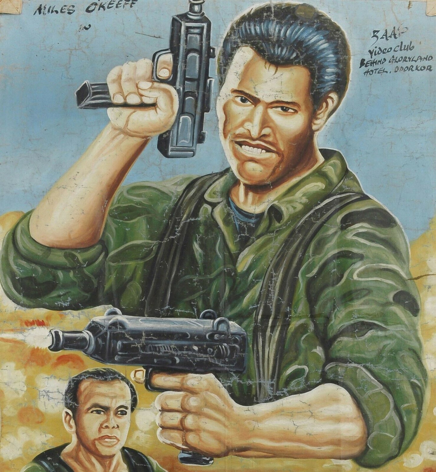 Hell'S Heroes - Authentic Ghanaian Hand-Painted Action Movie Poster - alternate view