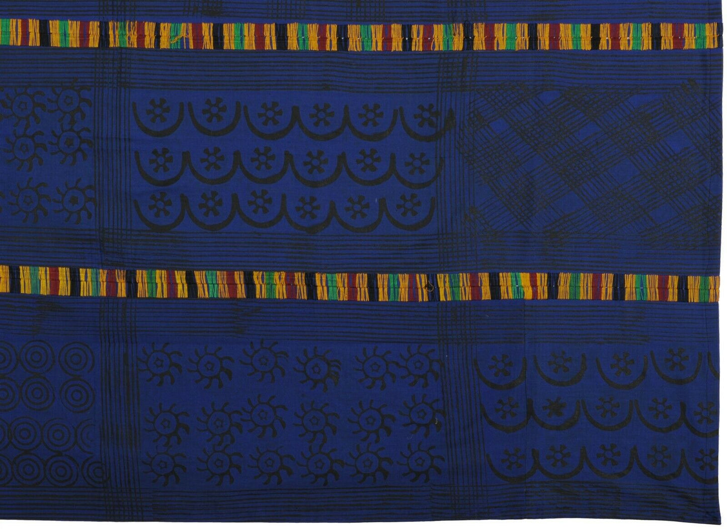 Hand Stamped Adinkra Cloth Woman Size 64"×42" – Authentic 1980s