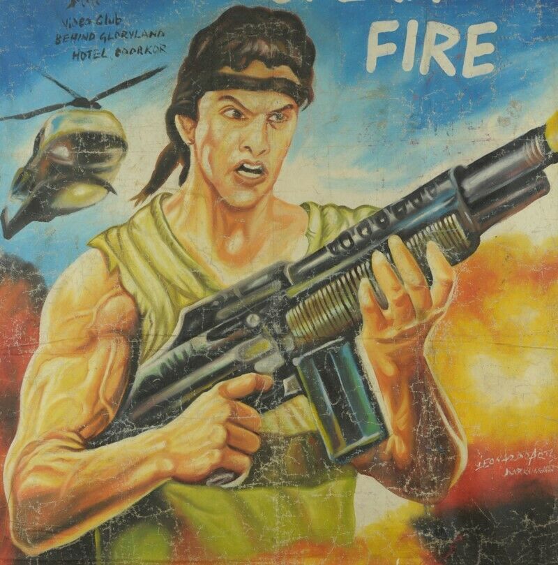 Operation Fire - Collectible Ghanaian Hand-Painted Movie Poster - alternate view