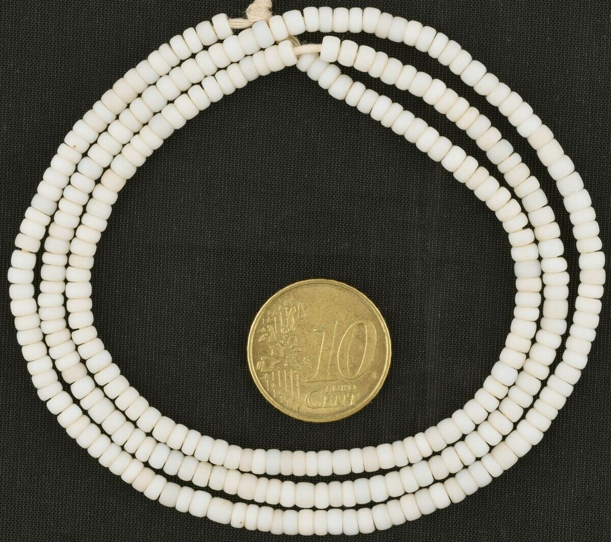 Rare Tiny White 3 mm Old Venetian Drawn Seed Glass Trade Beads Strand