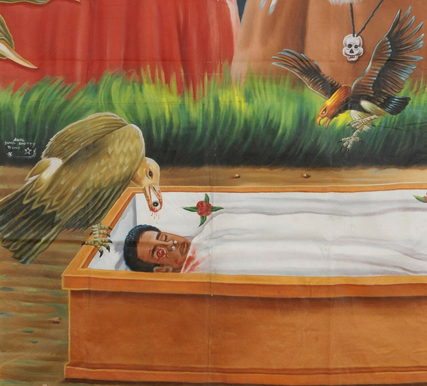 Night Of Vultures Movie Poster | Ghana Hand-Painted Art - close-up