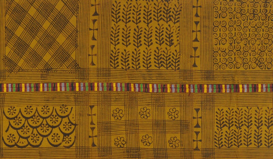 Vintage 1970s Hand stamped Adinkra cloth – woman’s size, Ghanaian