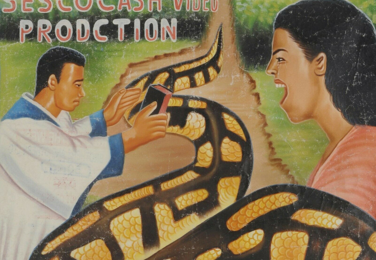 Sescocash Movie Poster - Authentic Ghanaian Hand-Painted Art - close-up