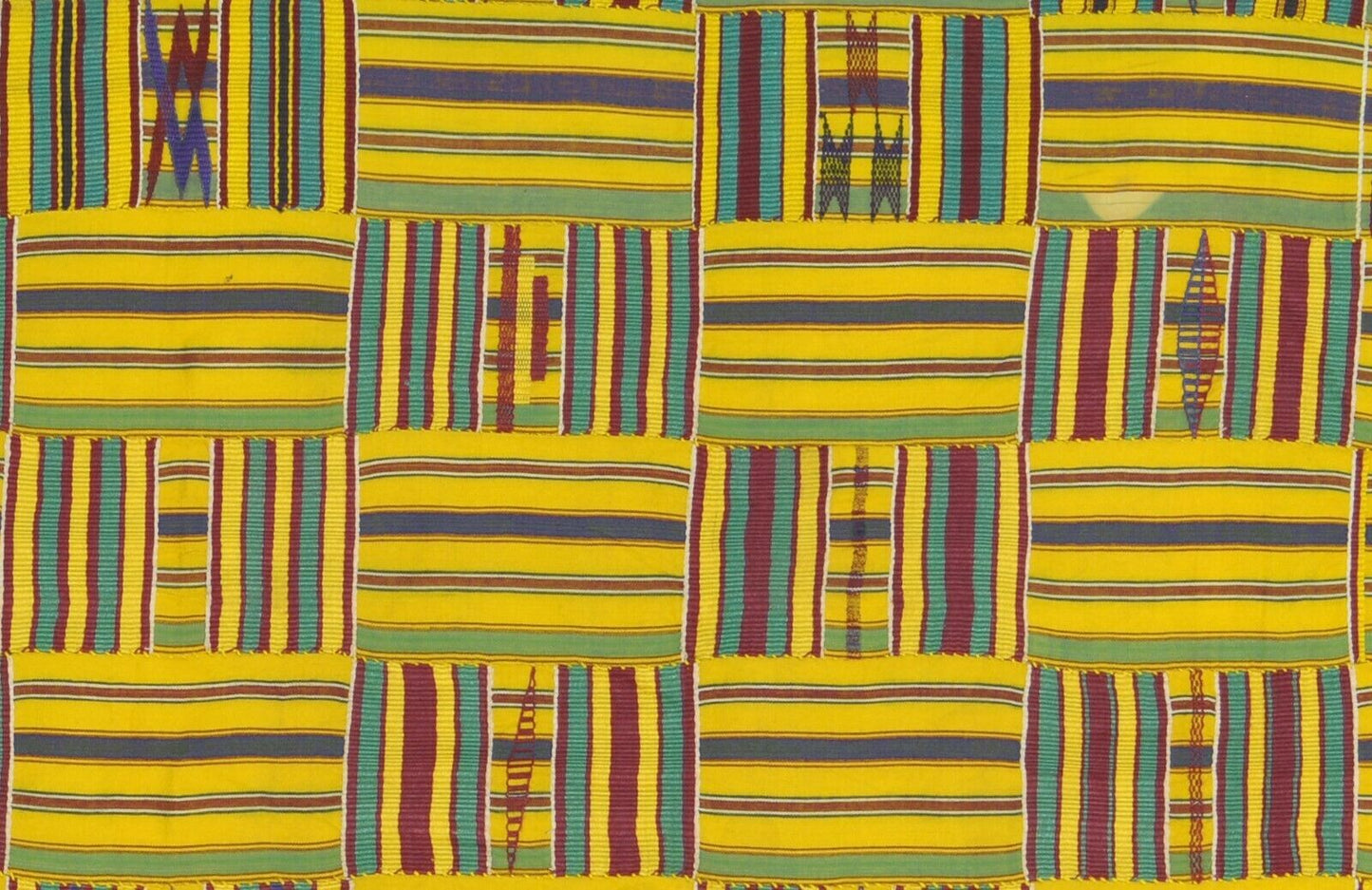 Handwoven Ashanti Kente Cloth – Vintage 1970s Woman Size 67″×30″