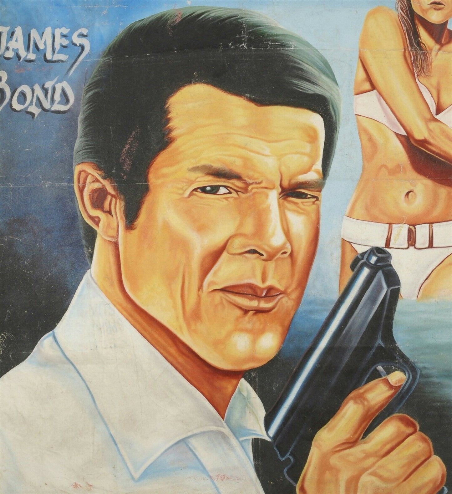 Authentic Dr. No Movie Poster - Hand-Painted Art From Ghana - close-up