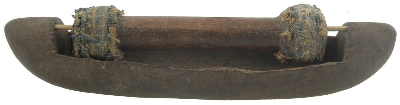 African Art Old Kente Loom Wooden Weaving Tool For Woven Cloth Ashanti Ghana - close-up
