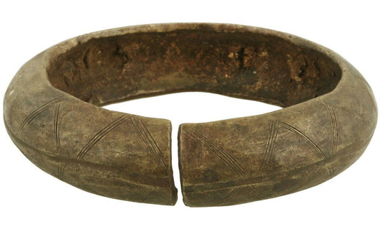 Antique Brass Bracelet Currency Ghana African Fulani Ethnic Jewelry - alternate view