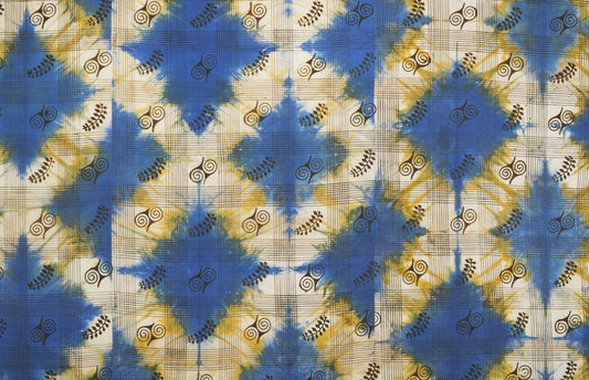 Adinkra Cloth Batik Tie Dye Textile African Ashanti Ghana Fabric Hand Stamped - alternate view