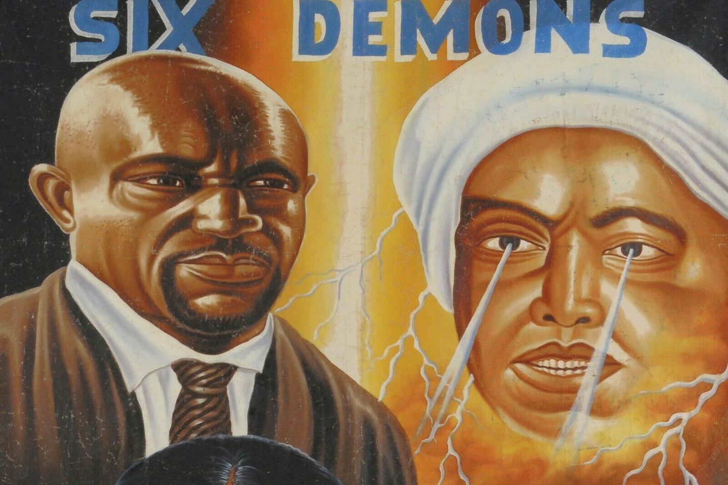 Six Demons Movie Poster - Hand-Painted Ghanaian Art - close-up