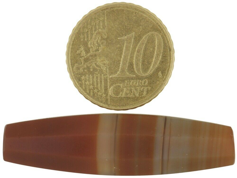 African Trade Bead Faceted Banded Agate Old Stone Bead Idar Oberstein Germany - alternate view