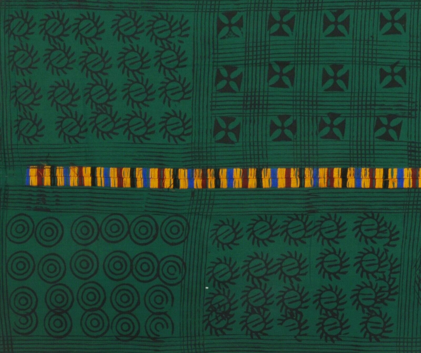 African Art Adinkra Ashanti Cloth Ghana Fabric Hand Stamped West Africa - alternate view