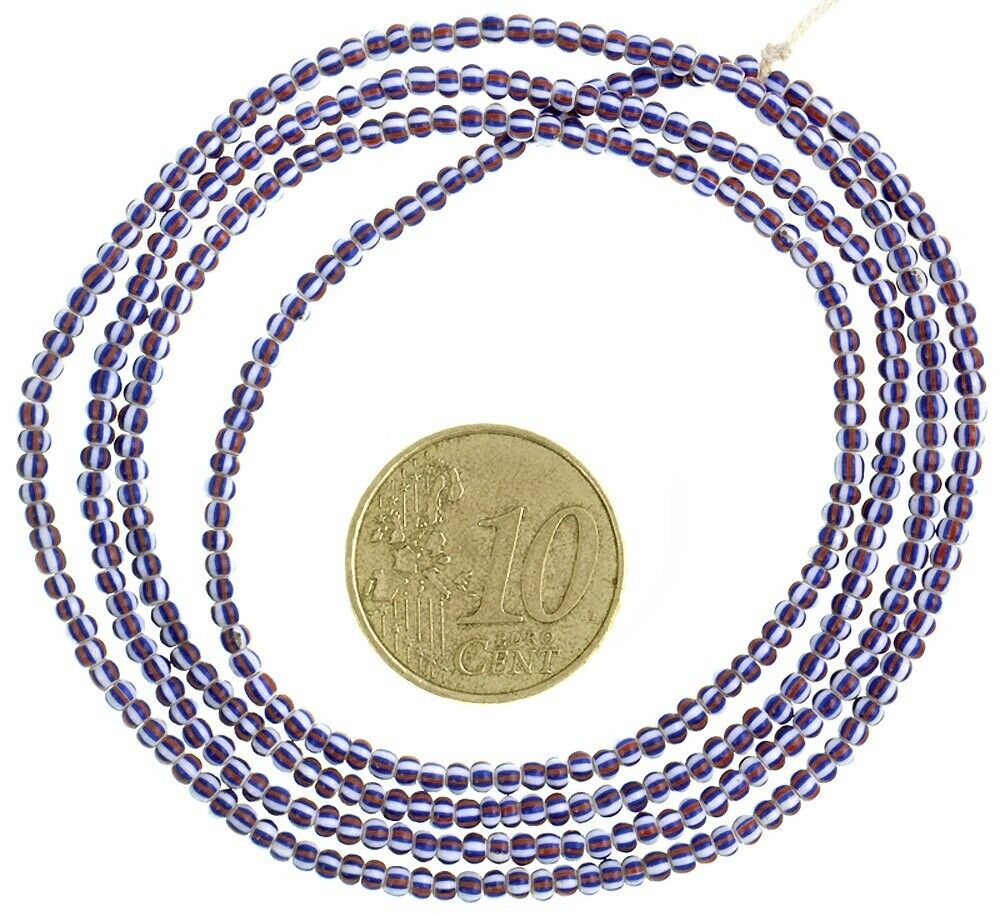 Antique Tiny 2 mm Venetian Striped Seed Bead Strand – Trade Beads
