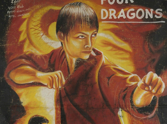 Authentic 'Four Dragons Martial Arts' Hand Painted Movie Poster - alternate view