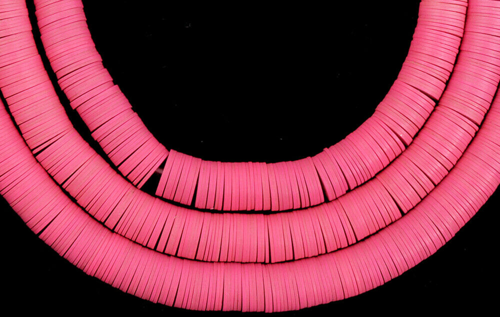 African Trade Beads Old Czech Bohemian Heishi Vulcanic Vulcanite Disks Necklace - alternate view