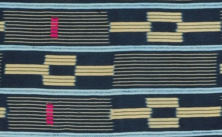 Handwoven Baule Cloth – Woman Size 59½″×32″ – Ivory Coast Vintage