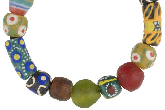 Handmade Beaded Bracelet - African Glass Trade Beads - alternate view