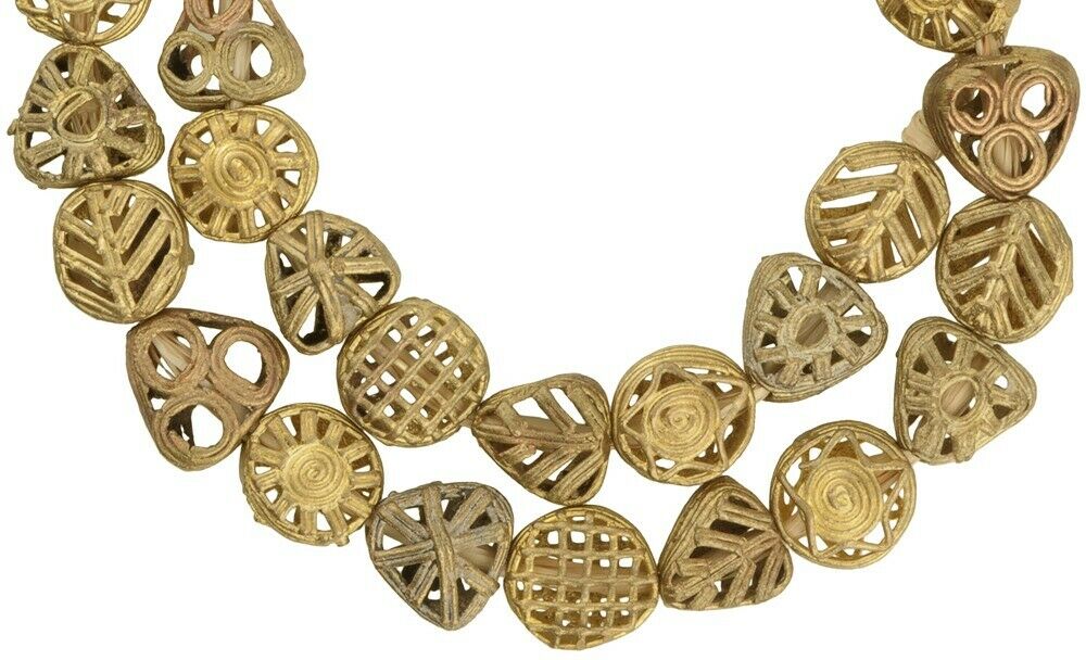 Ancient Ashanti Handcrafted Brass Beads Strand From Ghana - alternate view