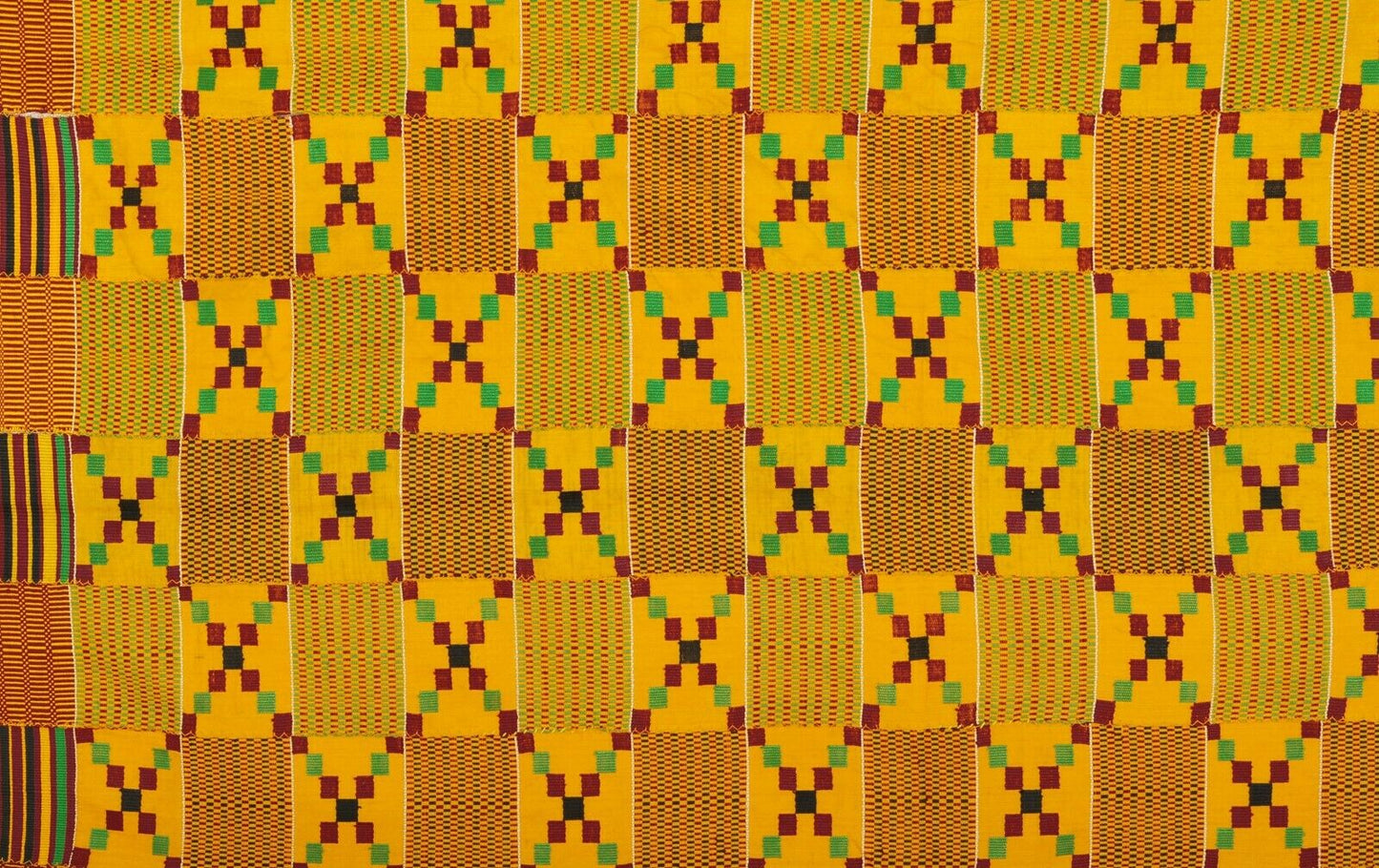 Handwoven Ashanti Kente Cloth Woman Size 74″×43″ Vintage Ghana