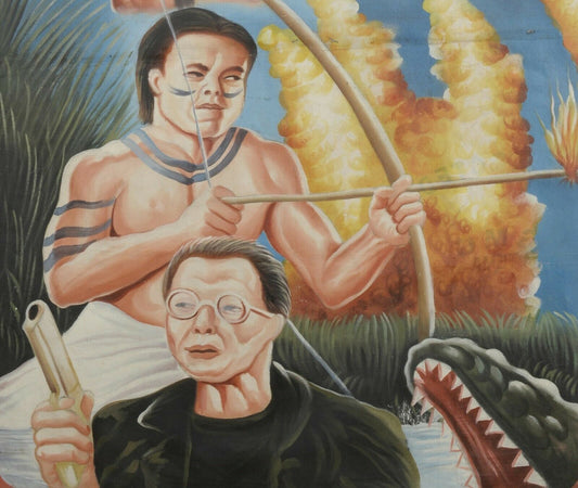 Flying Virus: Genuine Ghana Hand-Painted Action Movie Poster - alternate view