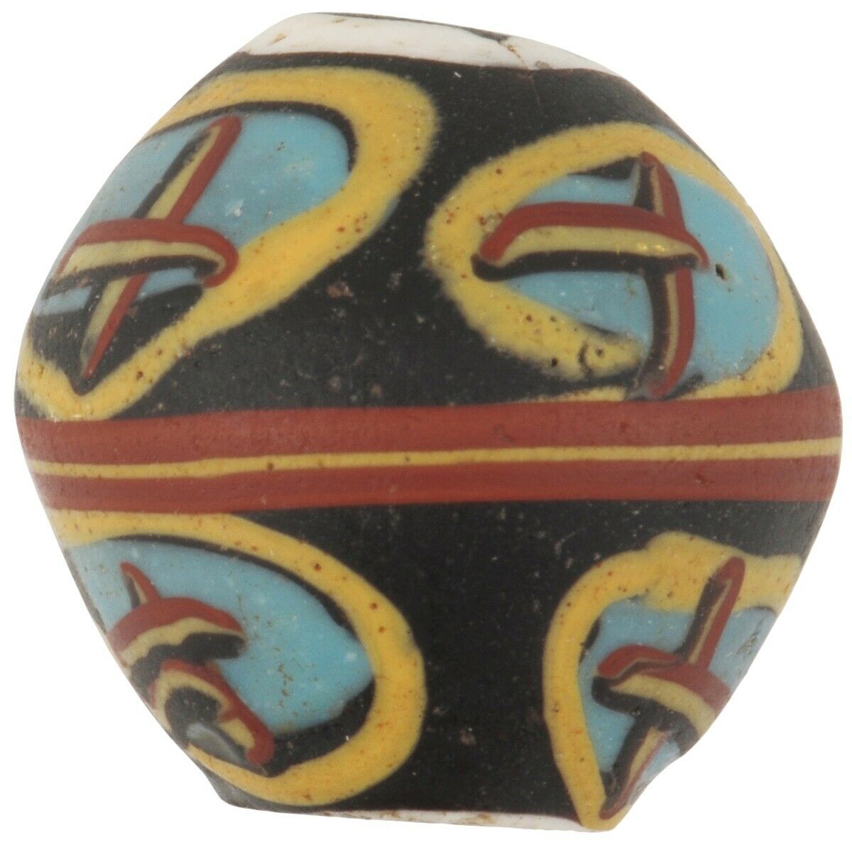 Old African Trade Bead Antique Black King Venetian Glass Bicone Lampwork Rare