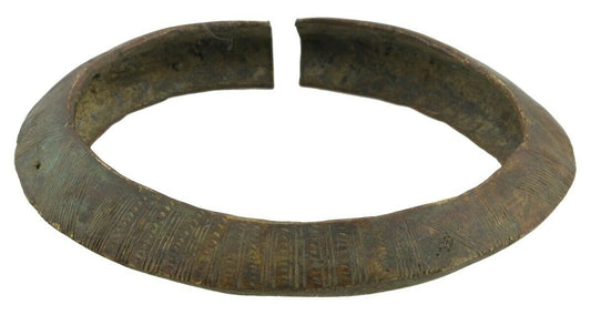 African Art Old Brass Bronze Bracelet Currency Ghana Fulani West Africa - alternate view